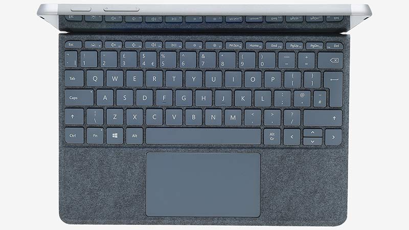 Bovenzicht op het toetsenbord van de Surface Go 3